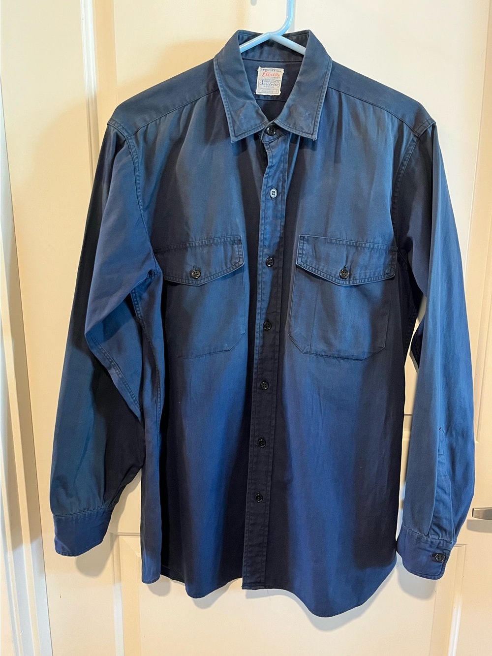Vintage WW2 Sanforized Navy Button-Front Casual Work Shirt